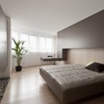 Коричневая мебель в интерьере спальни площадью 18 кв м