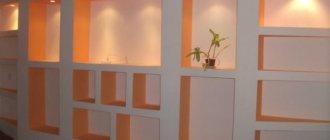 Красивые полки в стене из гипсокартона: варианты отделки