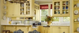 Warm shades of kitchen furniture and decoration